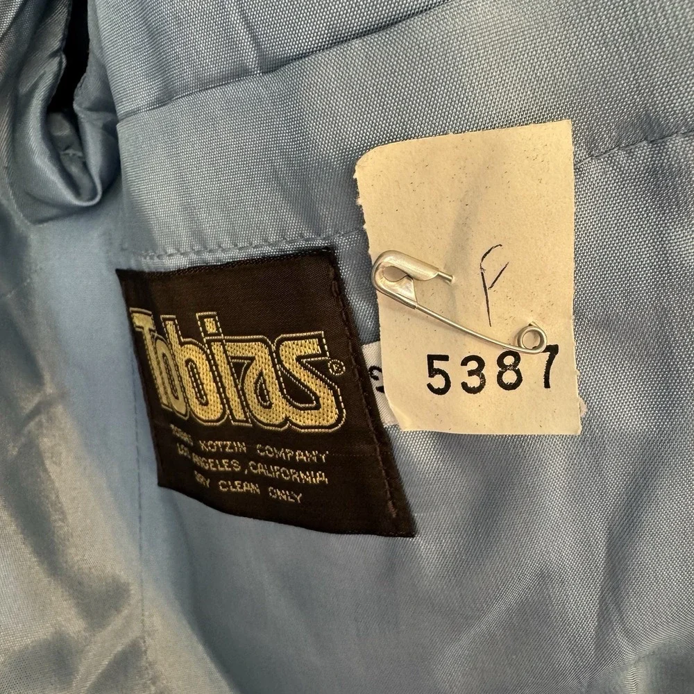 Tobias LA Men's VTG 70s Light Blue Denim Look Leisure Suit Three Piece Size 42 - Picture 7 of 16